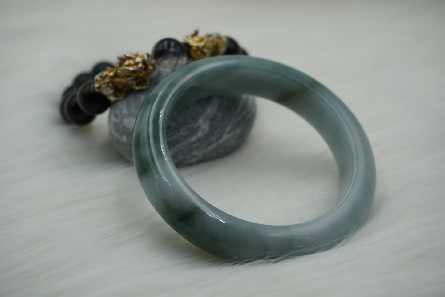 Fei Cui (Green and Light Green) Jadeite Bangle