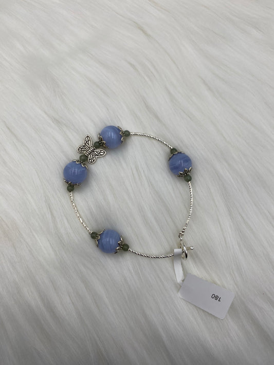 Blue Lace Agate Bracelet with Butterfly