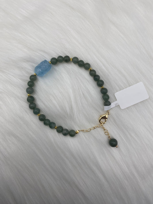 Fei Cui Jade Bracelet with Aquamarine Pixiu